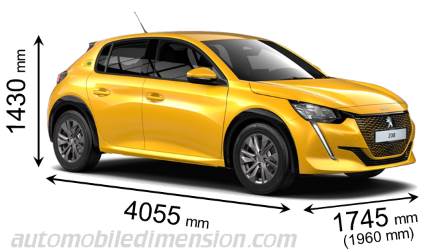 Peugeot 208 2020 dimensions