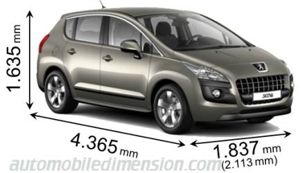 Dimensioni Peugeot 3008 2009