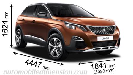 Taille de la Peugeot 3008 2017