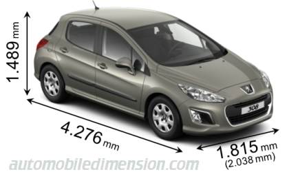 Peugeot 308 2011 dimensions