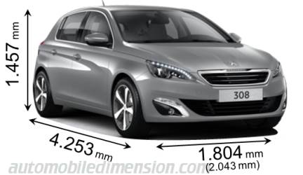 Peugeot 308 2014 dimensions