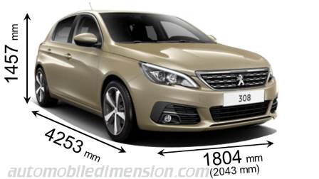 Taille de la Peugeot 308 2017