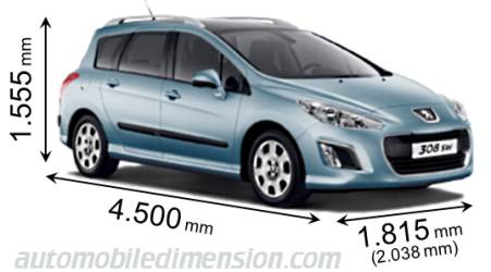 Taille de la Peugeot 308 SW 2011