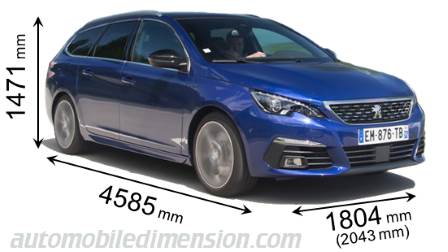 Taille de la Peugeot 308 SW 2017