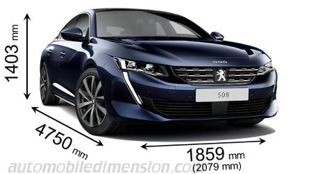 Peugeot 508 2019 mått med längd, bredd och höjd