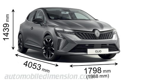 Dimension Renault Clio 2023 avec longueur, largeur et hauteur