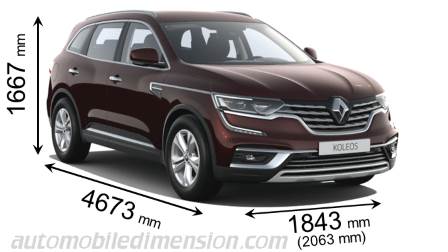 Renault Koleos 2020 dimensions with length, width and height