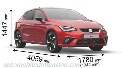 Seat Ibiza 2021 Abmessungen mit Länge, Breite und Höhe