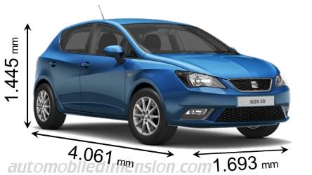 Dimensioni Seat Ibiza 5p 2015 con lunghezza, larghezza e altezza