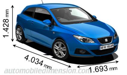 Seat Ibiza SC 2009 dimensions