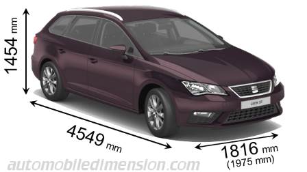 Seat Leon ST 2017 dimensions with length, width and height