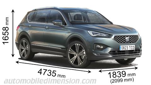 Seat Tarraco 2019 afmetingen met lengte, breedte en hoogte