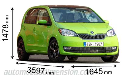 Skoda Citigo 2018 mått med längd, bredd och höjd