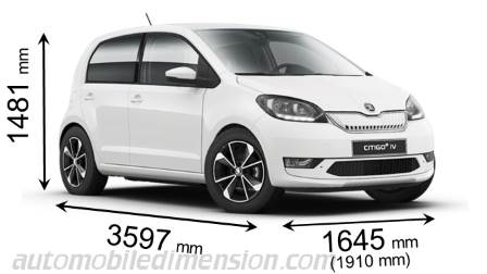 Dimensioni Skoda Citigo iV 2020 con lunghezza, larghezza e altezza