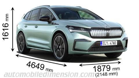 Skoda Enyaq iV 2021 dimensions with length, width and height