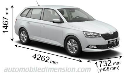 Dimension Skoda Fabia Combi 2018 avec longueur, largeur et hauteur