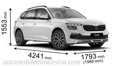 Skoda Kamiq 2024 dimensions with length, width and height