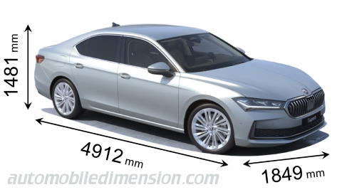 Dimension Skoda Superb 2024 avec longueur, largeur et hauteur