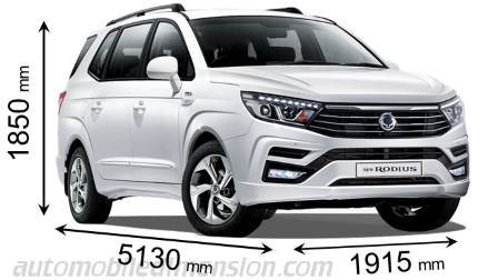 SsangYong Rodius 2018 dimensions with length, width and height