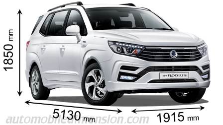 SsangYong Rodius 2018 afmetingen met lengte, breedte en hoogte