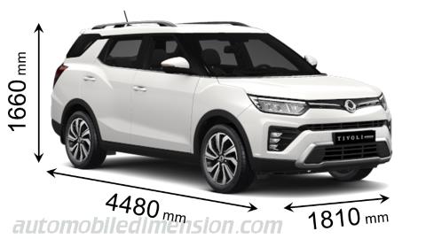 SsangYong Tivoli Grand 2021 Abmessungen mit Länge, Breite und Höhe