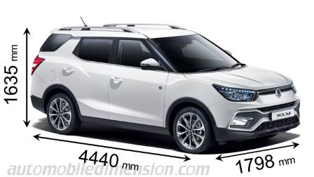 SsangYong XLV 2016 dimensions with length, width and height