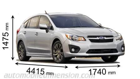 Subaru Impreza 2012 dimensions
