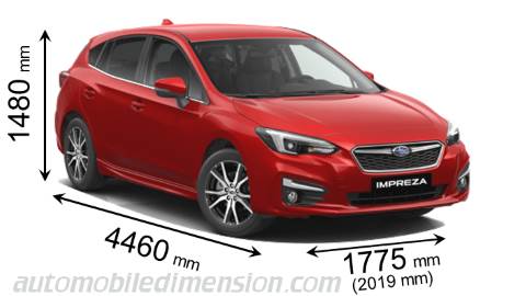 Dimensions Of Subaru Cars Showing Length Width And Height