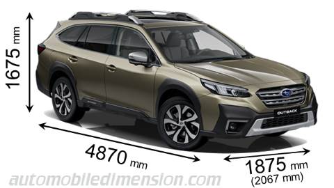 Dimension Subaru Outback 2021 avec longueur, largeur et hauteur