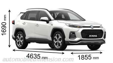 Suzuki Across 2020 dimensions with length, width and height