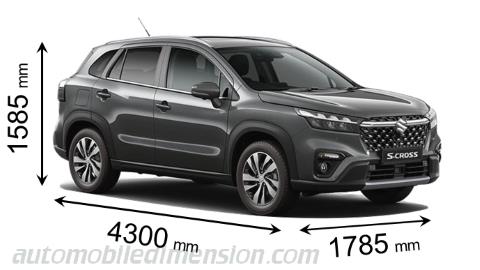 Dimension Suzuki S-Cross 2022 avec longueur, largeur et hauteur