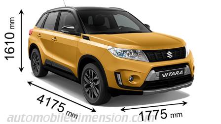 Dimension Suzuki Vitara 2019 avec longueur, largeur et hauteur