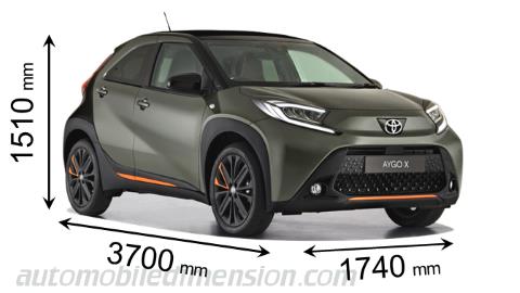 Dimension Toyota Aygo X 2022 avec longueur, largeur et hauteur