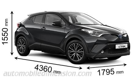 Toyota C-HR 2017 dimensions with length, width and height