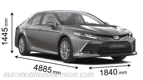 Toyota Camry 2021 Abmessungen mit Länge, Breite und Höhe