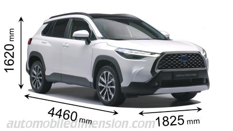 Toyota Corolla Cross 2023 Abmessungen mit Länge, Breite und Höhe