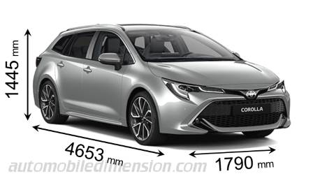 Toyota Corolla Touring Sports 2019 Abmessungen mit Länge, Breite und Höhe