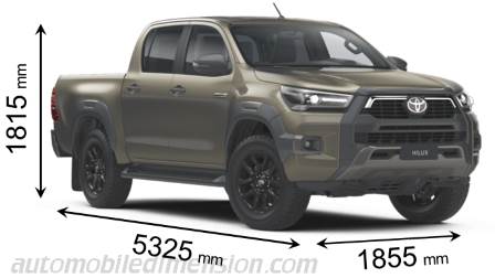 Toyota Hilux 2021 Abmessungen mit Länge, Breite und Höhe