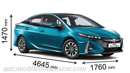 Toyota Prius Plug-in Hybrid 2017 Abmessungen mit Länge, Breite und Höhe