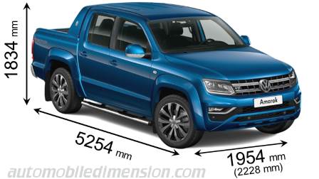 Volkswagen Amarok 2016 Abmessungen mit Länge, Breite und Höhe