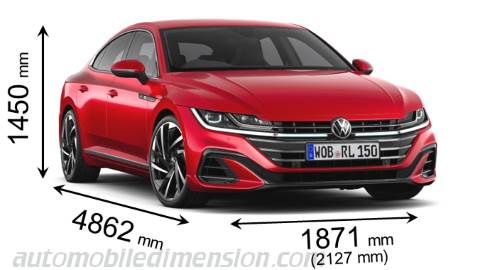 Volkswagen Arteon 2021 afmetingen met lengte, breedte en hoogte