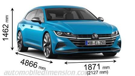 Dimension Volkswagen Arteon Shooting Brake 2021 avec longueur, largeur et hauteur