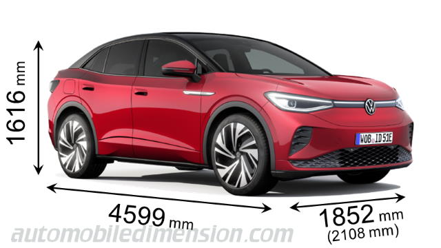 Dimension Volkswagen ID.5 2022 avec longueur, largeur et hauteur