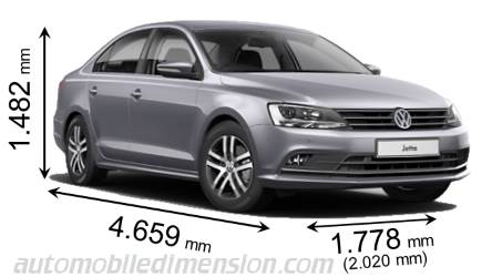 Dimension Volkswagen Jetta 2015 avec longueur, largeur et hauteur