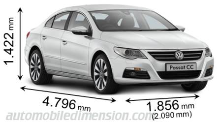 Volkswagen CC Abmessungen, Kofferraumvolumen und ähnlichen