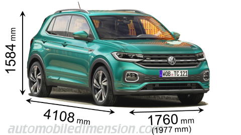 Volkswagen T-Cross 2019 dimensions with length, width and height