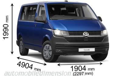 Volkswagen T6.1 Caravelle ct 2020 dimensions with length, width and height