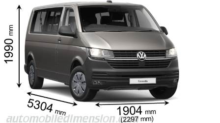 Volkswagen T6.1 Caravelle lg 2020 dimensions with length, width and height