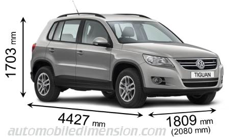 Volkswagen Tiguan 2008 afmetingen