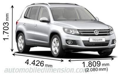 Volkswagen Tiguan 2011 afmetingen